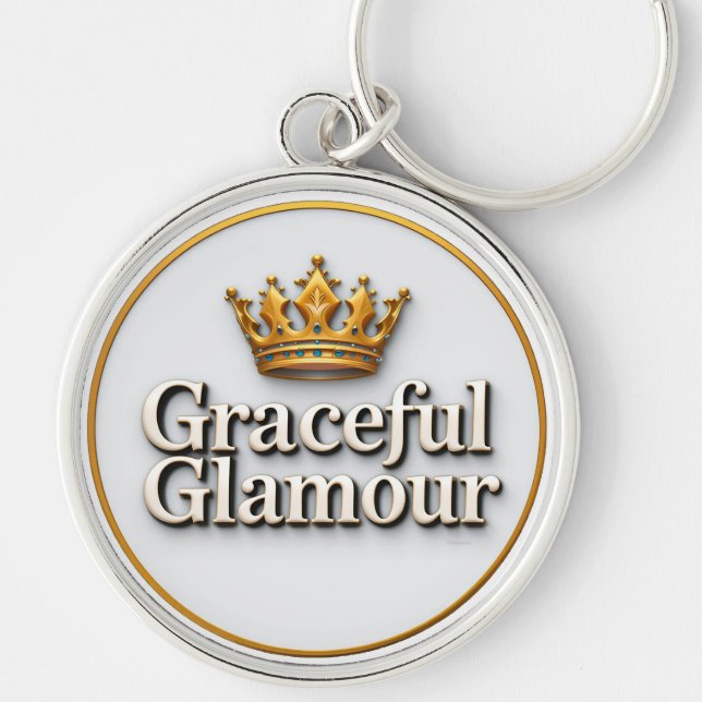 Elegant Gold Crown Emblem Key Ring (Front)