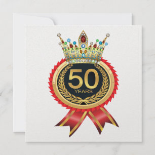 Elegant Gold Crown Fifty Invitation