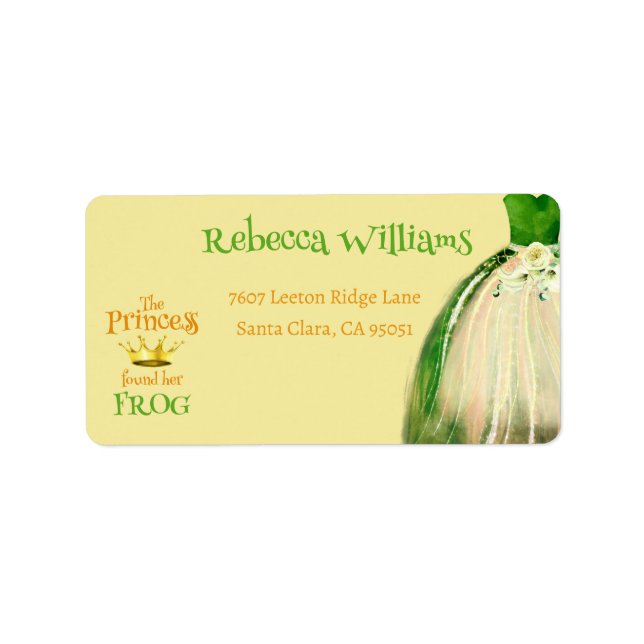 Elegant Gold Crown Princess Frog Bridal Shower Label (Front)