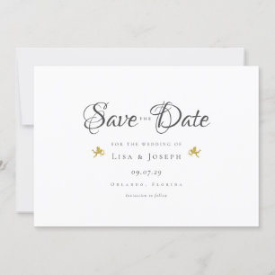 Elegant Gold Cupids Elegant Script Save the Date Invitation