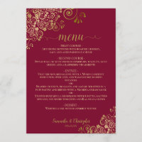 Elegant Gold Curls & Swirls on Burgundy Wedding