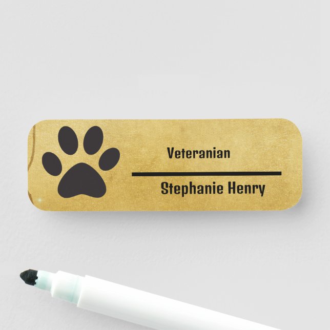 Elegant gold custom business logo name tag (In Situ)