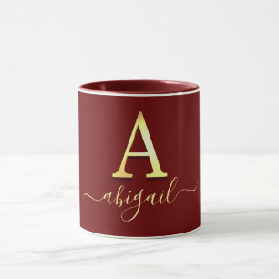 Elegant Gold Custom Monogram A Name Mug
