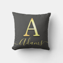 Elegant Gold Custom Monogram A Name Throw Pillow