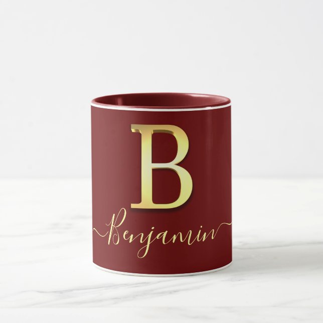 Elegant Gold Custom Monogram B Name Mug (Center)
