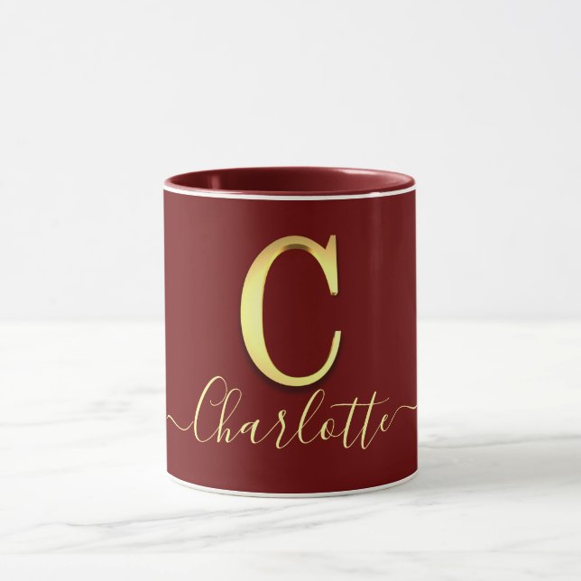 Elegant Gold Custom Monogram C Name Mug (Center)