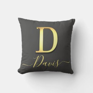 Elegant Gold Custom Monogram D Name Throw Pillow