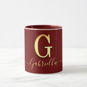 Elegant Gold Custom Monogram G Name Mug