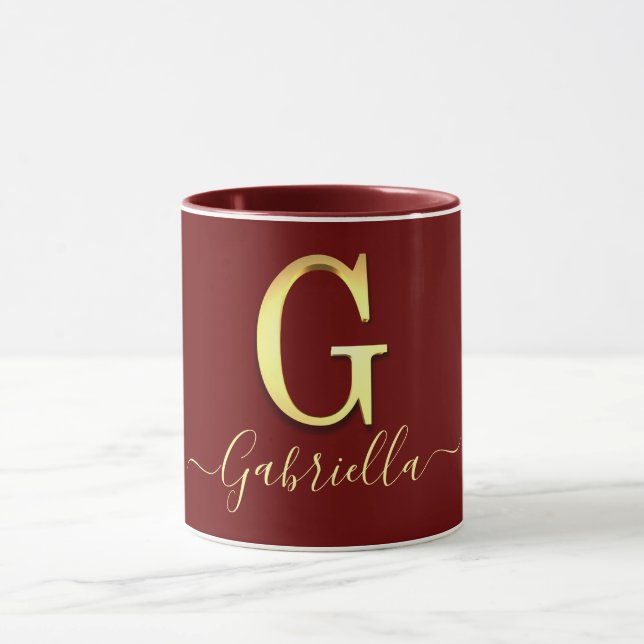 Elegant Gold Custom Monogram G Name Mug (Center)