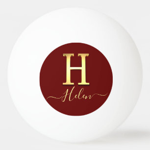 Elegant Gold Custom Monogram H Name Ping Pong Ball