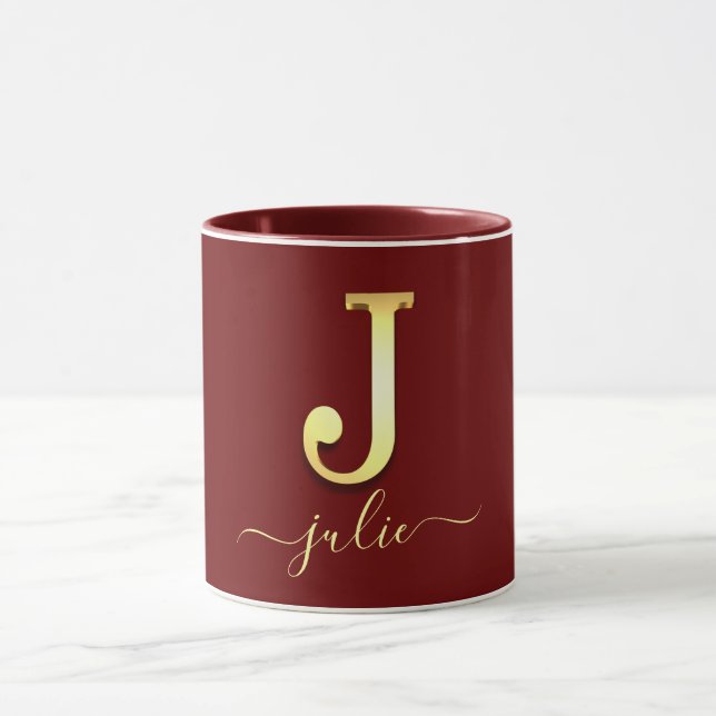 Elegant Gold Custom Monogram J Name Mug (Center)