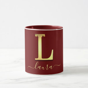 Elegant Gold Custom Monogram L Name Mug