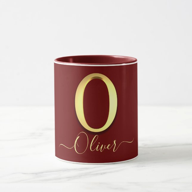 Elegant Gold Custom Monogram O Name Mug (Center)