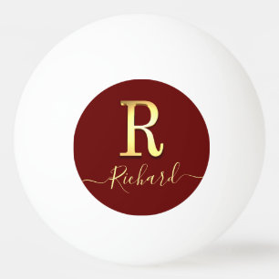 Elegant Gold Custom Monogram R Name Ping Pong Ball