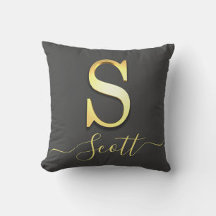 Elegant Gold Custom Monogram S Name Throw Pillow