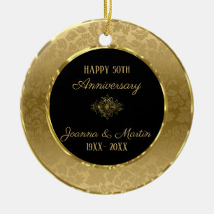 Elegant Gold Damask Ceramic Tree Decoration