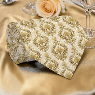 Elegant Gold Damask Custom Necktie