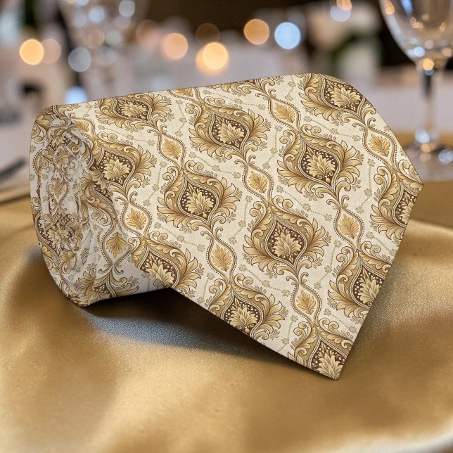Elegant Gold Damask Custom Necktie (Creator Uploaded)