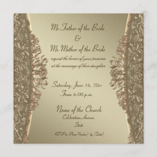 Elegant gold damask fine wedding invitations