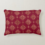 Elegant Gold Damask On Burgundy Decorative Cushion<br><div class="desc">Elegant Gold Damask On Burgundy Wedding Gift Accent Pillow. Great gift for newly weds or couples. This one of a kind beautifully designed pillow is the perfect addition to your home and office decor.  Get yours today!</div>