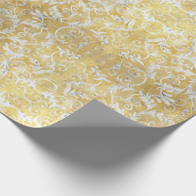 Elegant Gold Damask Pattern Wrapping Paper (Corner)