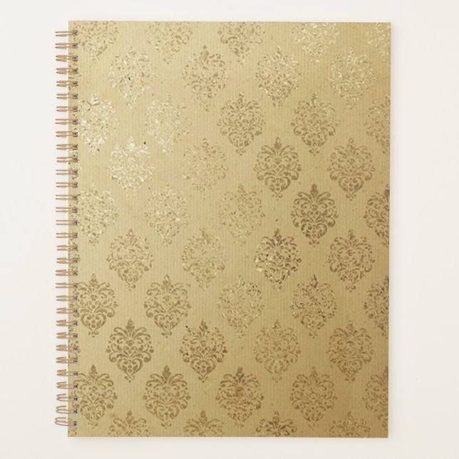 Elegant Gold Damask Planner (Front)