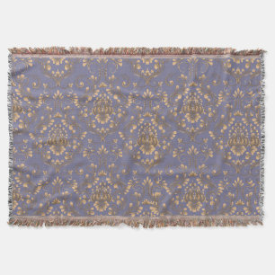 Elegant Gold Damask Throw Blanket   Vintage Periwi