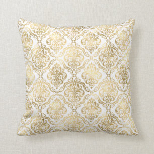 Elegant Gold Damask Throw Pillow