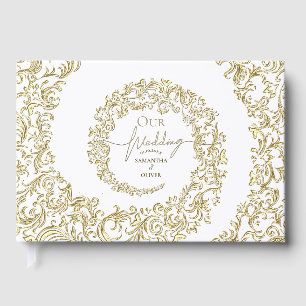 Elegant Gold Damask Wedding Guest Book
