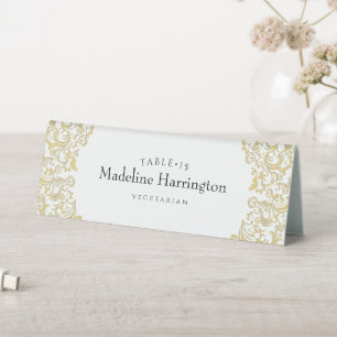 Elegant Gold Damask Wedding Place Card
