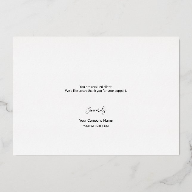 Elegant Gold dark red Business Thank you   Foil Holiday Card (Back)