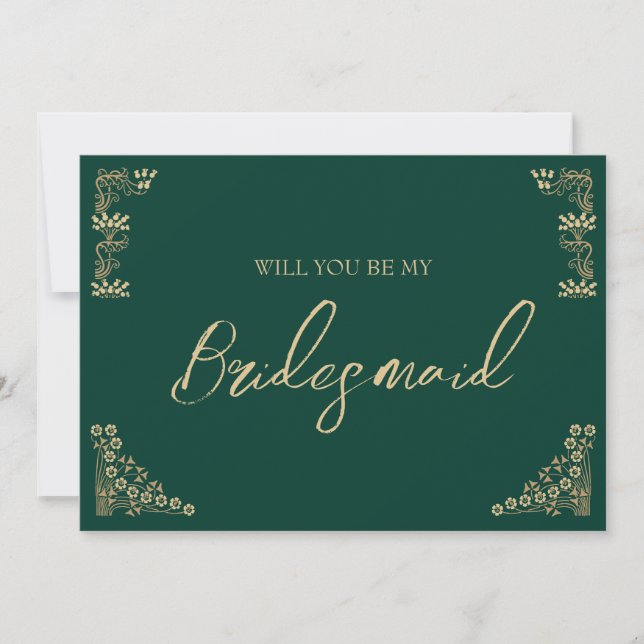 Elegant gold deco bridesmaid proposal invitation (Front)