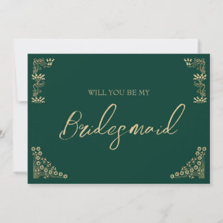 Elegant gold deco bridesmaid proposal invitation