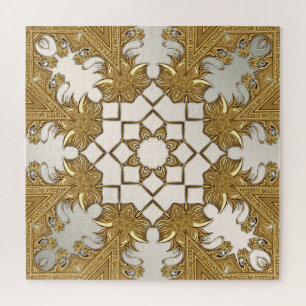 Elegant Gold Decorative Floral Jigsaw Puzzle
