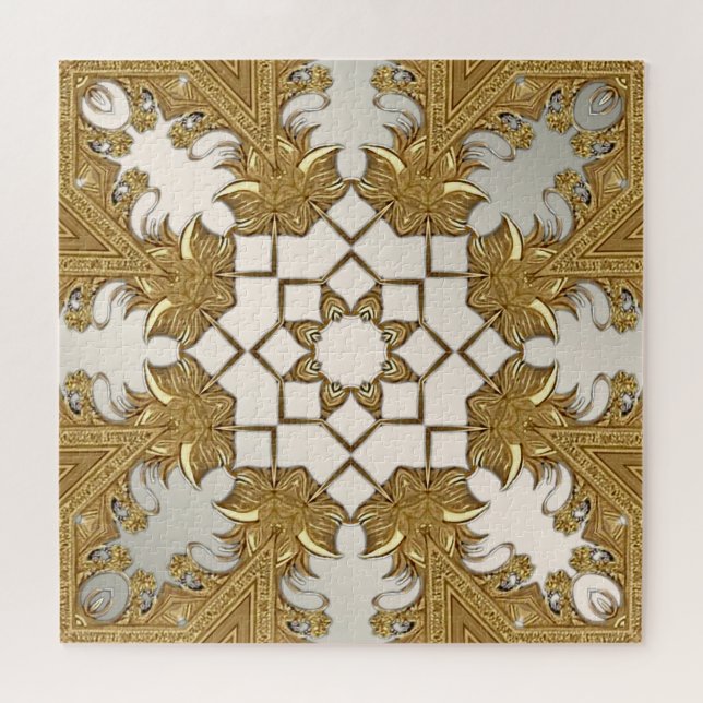 Elegant Gold Decorative Floral Jigsaw Puzzle (Horizontal)