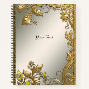 Elegant Gold Decorative Floral Notebook