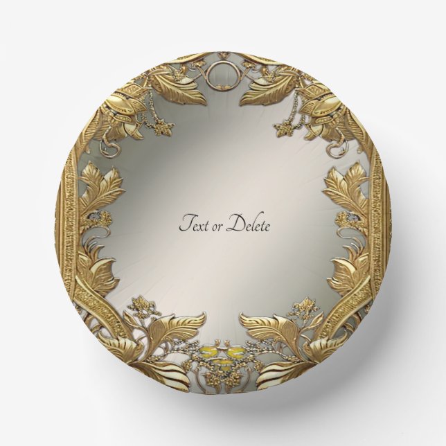 Elegant Gold Decorative Floral Paper Plate (Front)