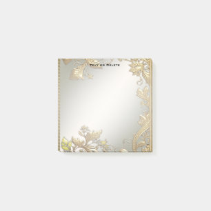 Elegant Gold Decorative Floral Post it Notes
