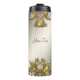 Elegant Gold Decorative Floral Thermal Tumbler