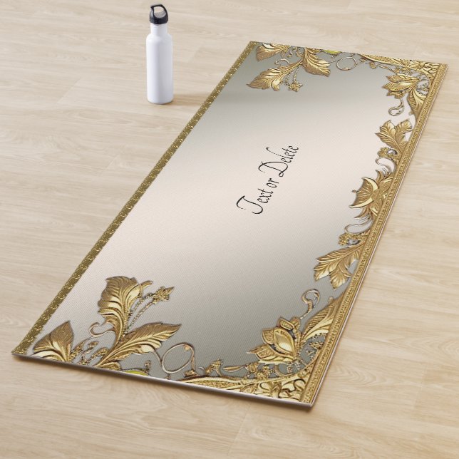 Elegant Gold Decorative Floral Yoga Mat (In Situ)