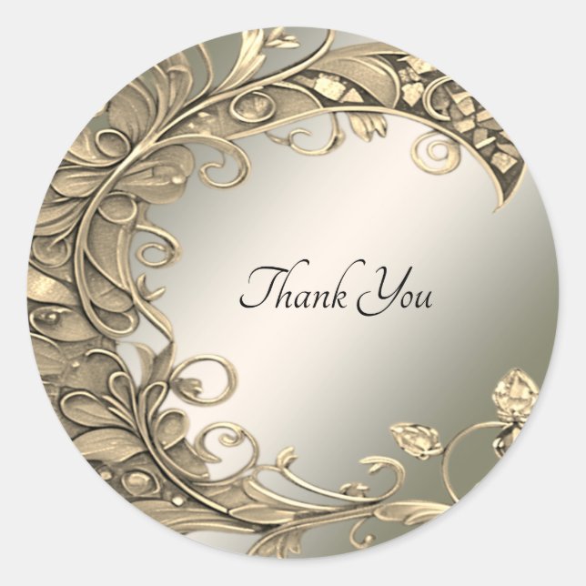 Elegant Gold Decorative Seal Wedding Sticker (Front)