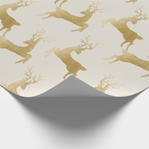 Elegant Gold Deer Christmas Wrapping Paper