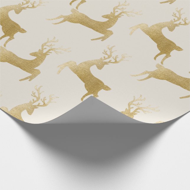 Elegant Gold Deer Christmas Wrapping Paper (Corner)