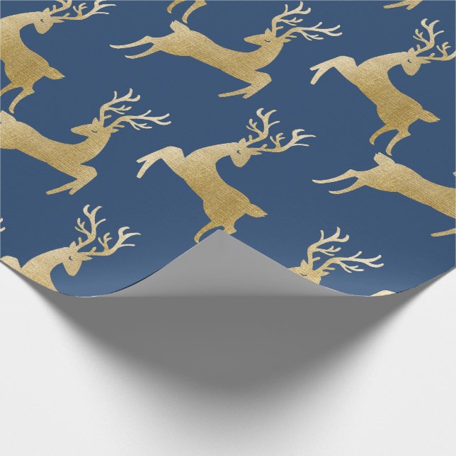Elegant Gold Deer Christmas Wrapping Paper (Corner)