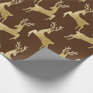 Elegant Gold Deer Christmas Wrapping Paper