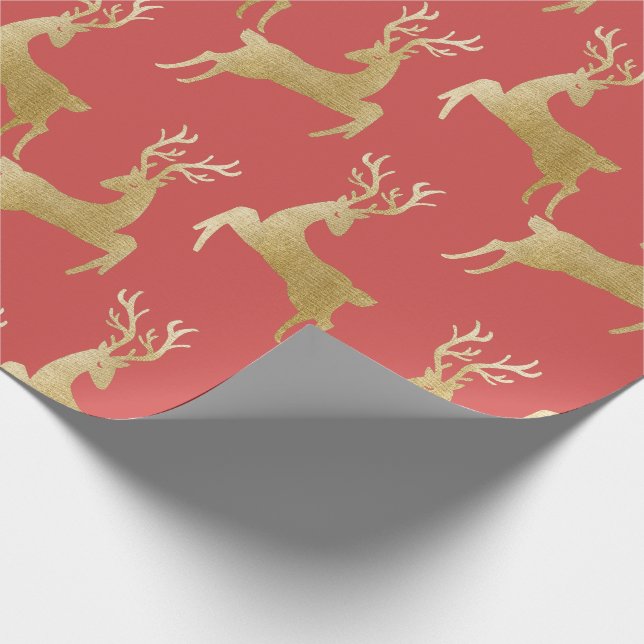 Elegant Gold Deer Christmas Wrapping Paper (Corner)