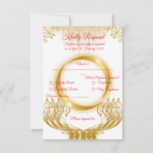 Elegant Gold Design RSVP Card on White