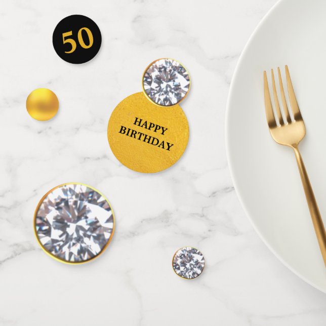 Elegant Gold & Diamond 40th, 50th, 60th Birthday Confetti (Group)