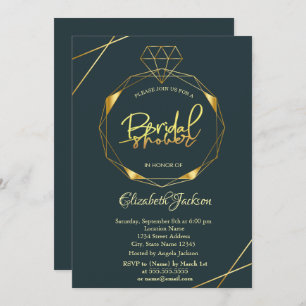 Elegant Gold Diamond Bridal Shower Invitation