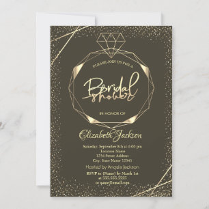 Elegant Gold Diamond Confetti Bridal Shower Invitation